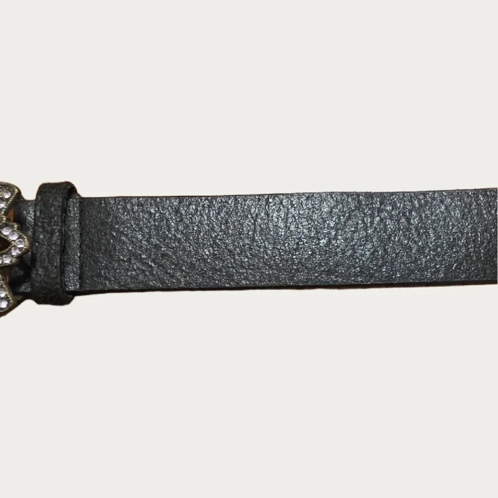 Vintage Glitz Pink Rhinestone Black Leather Belt Sz 35